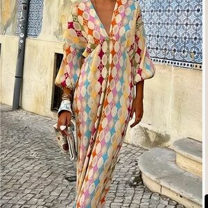 Colorful Geometric Pattern Maxi Dress